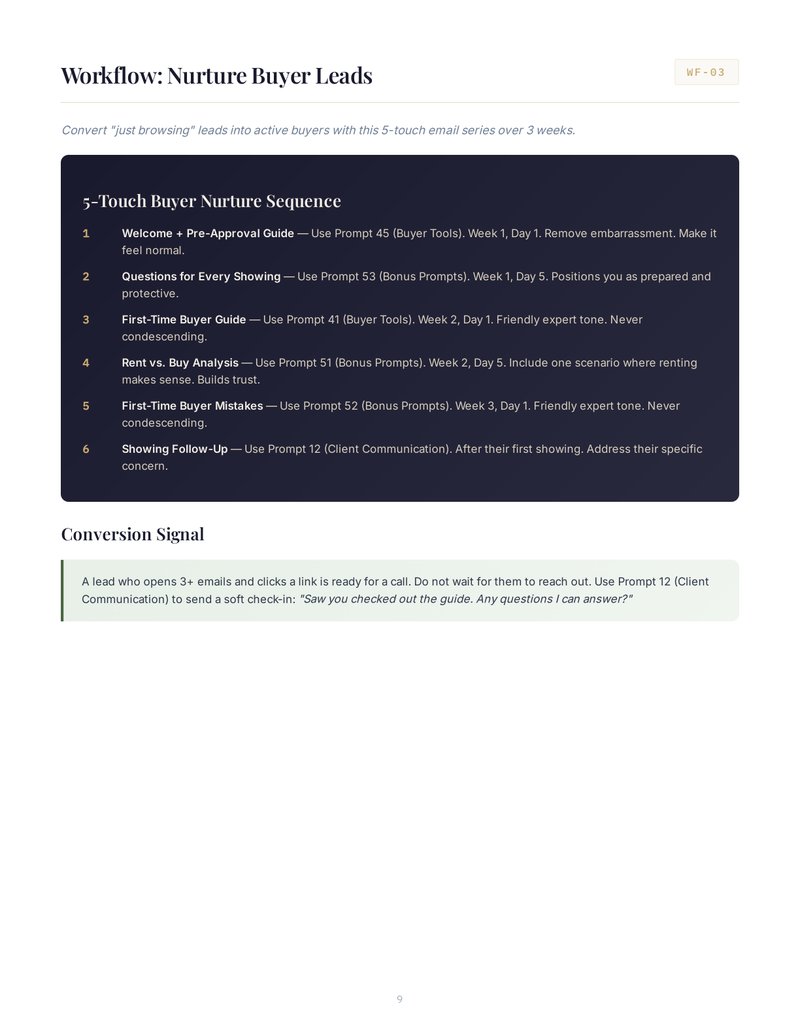 Nurture Buyer Leads Workflow page