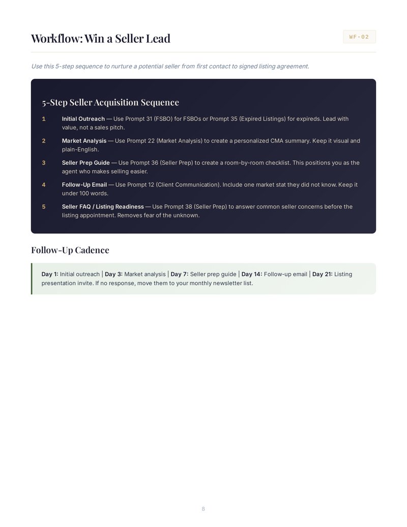 Win a Seller Lead Workflow page